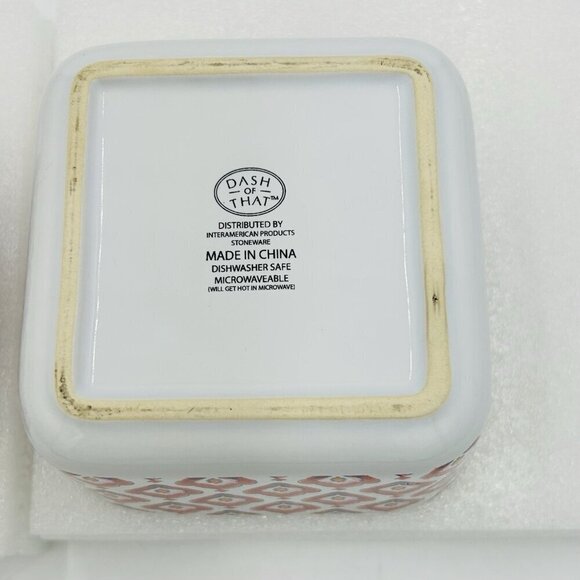 Set Of 2 Dash of That Lidded Stoneware Bowls Square Round Storage - Picture 10 of 12